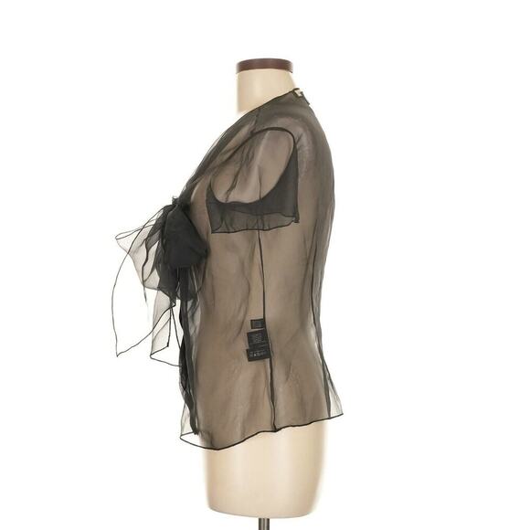 Ralph Lauren Black Label Collection Silk Blouse Bow Tie Neck Formal Shirt $1K S - Picture 2 of 4